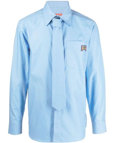 Camper Tie-detail Organic Cotton Shirt - Blue