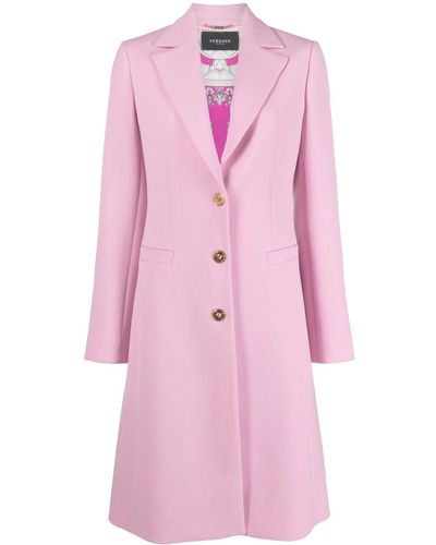 Versace Single-breasted Virgin-wool Coat - Pink