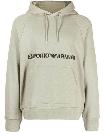 Emporio Armani Hoodie Met Geborduurd Logo - Grijs