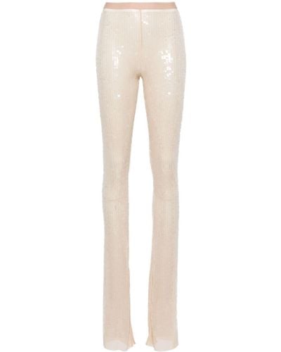 Rick Owens Sequin-design Flared Trousers - Natural