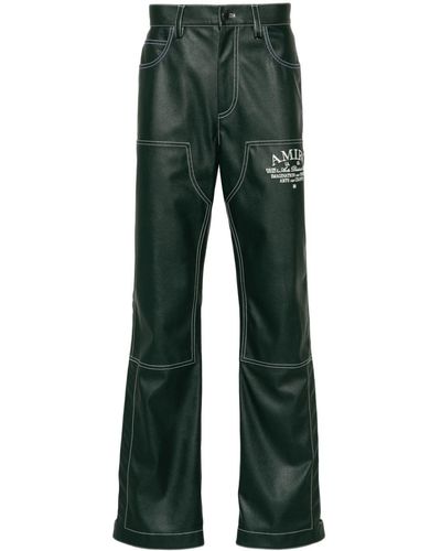Amiri Logo-embroidered Straight Trousers - Green