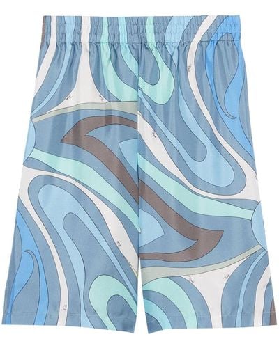 Emilio Pucci Bermuda Shorts Met Abstracte Print - Blauw