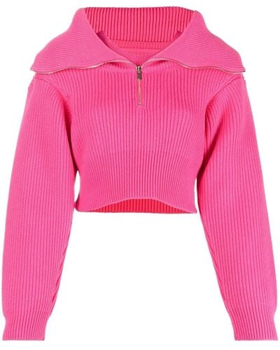 Jacquemus Cropped-Pullover mit Reißverschluss - Pink