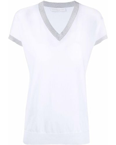 Fabiana Filippi Metallic-knit T-shirt - White