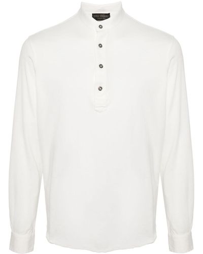 Dell'Oglio Klassisches Henley-Hemd - Weiß