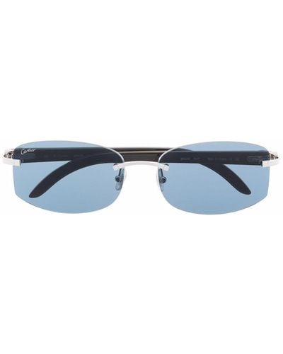 Cartier C Décor Rectangle-frame Sunglasses - Blue