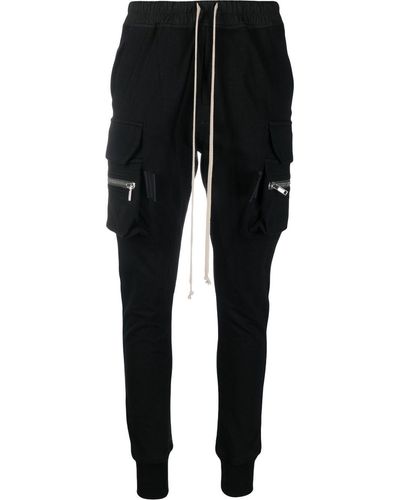 Rick Owens Pantalones de chándal cargo con cordones - Negro