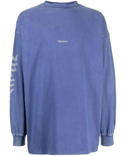 we11done Logo-print Long-sleeve T-shirt - Blue