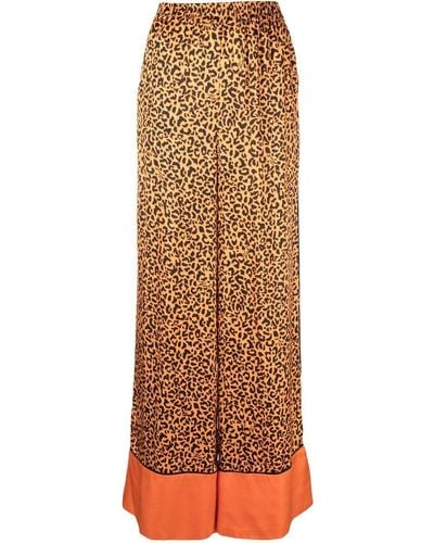 Karl Lagerfeld Kl Leopard-print Wide-leg Pants - Orange