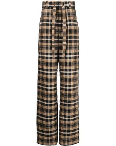 Nanushka Check-print Straight-leg Trousers - Brown
