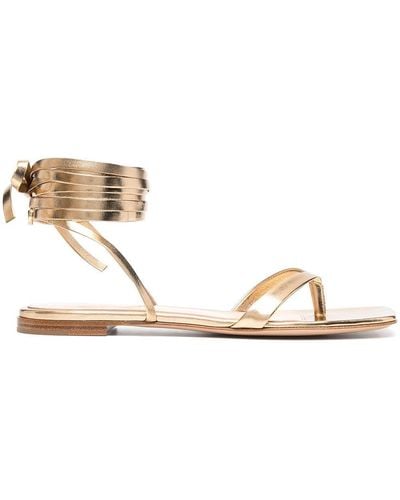 Gianvito Rossi Metallic-effect Lace-up Sandals