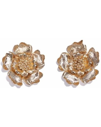 Carolina Herrera Flower Stud Earrings - Metallic