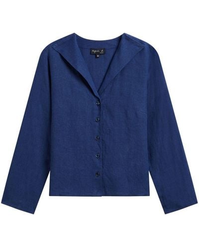 agnès b. Long-sleeve Linen Shirt - Blue