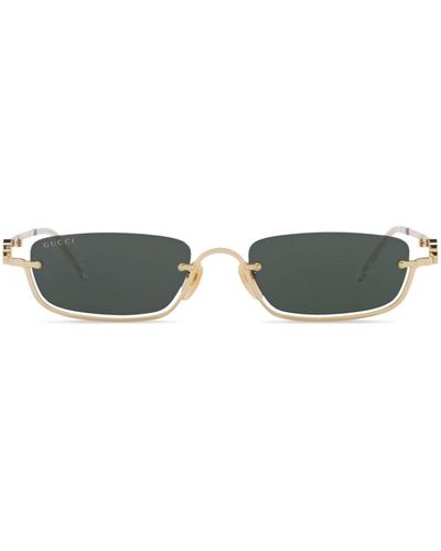 Gucci Gc002042 gg1278s Rectangle-frame Metal Sunglasses - Green