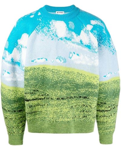 Sunnei Bliss Felted Virgin-wool Sweater - Blue