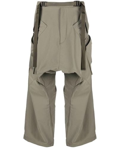 ACRONYM Belted ruched drop-crotch trousers - Neutro