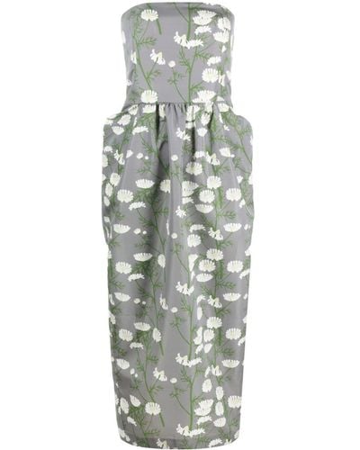 BERNADETTE Lena Floral-print Midi Dress - Women's - Polyester - Gray