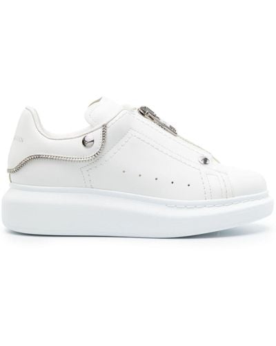 Alexander McQueen Runway Zip-up Leather Low-top Sneakers - White