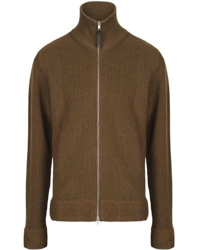 Maison Margiela Ribbed-knit Zip-up Sweater - Green