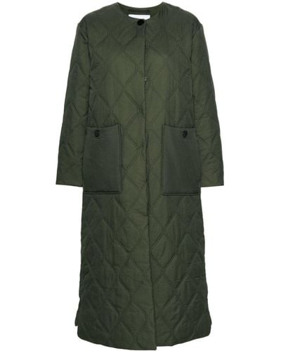 Ganni Quilted Single-breasted Coat - Green