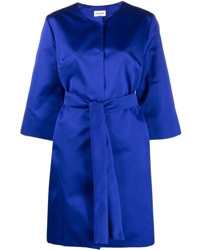 P.A.R.O.S.H. Satin Belted Coat - Blue