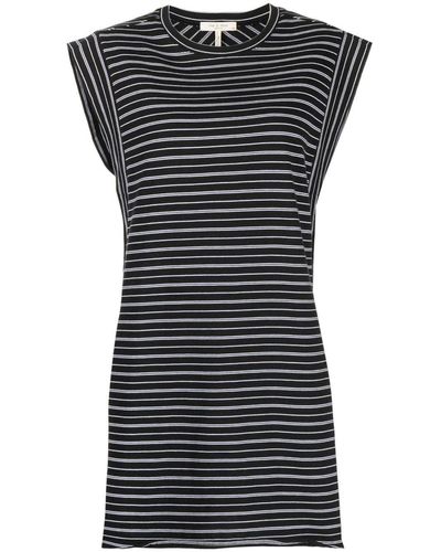 Rag & Bone Stripe-print Organic-cotton Dress - Black