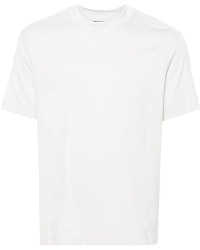Emporio Armani Rubberised-logo Cotton T-shirt - White