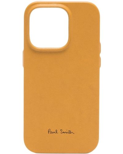 Paul Smith X Native Union coque d'iPhone 14 Pro Magsafe en cuir - Orange