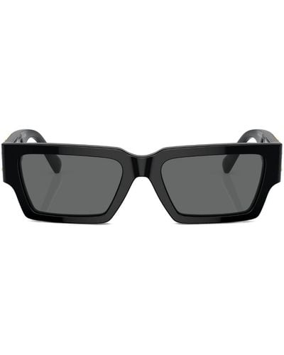 Versace Eyewear Lunettes de soleil rectangulaire à logo - Noir