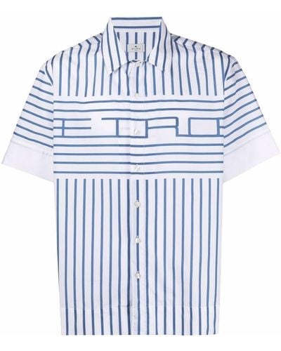Etro Overhemd Met Logostreep - Blauw