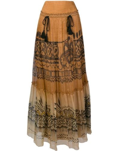 Alberta Ferretti Long Patterned Skirt - Brown