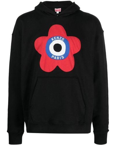 KENZO Hoodie Target à logo brodé - Noir