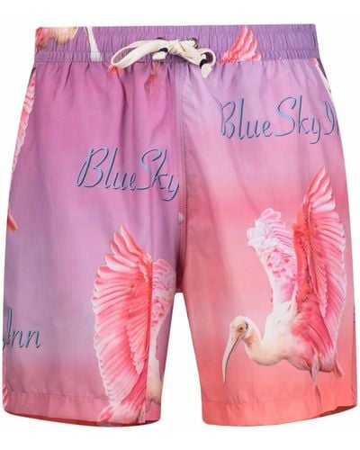 BLUE SKY INN Motif-print Swim Shorts - Pink
