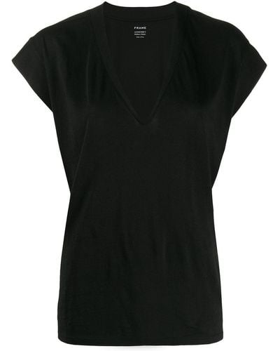 FRAME Camiseta con cuello en V - Negro