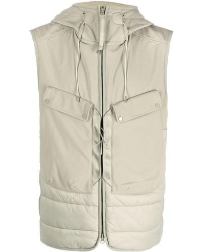 C.P. Company Goggles-detail Zip-up Hooded Gilet - Natural