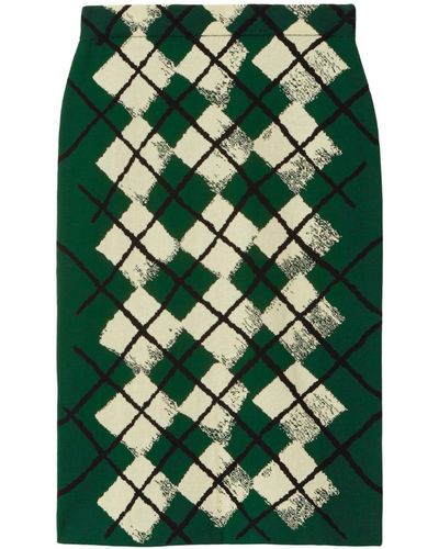 Burberry Argyle-knit Pencil Skirt - Green