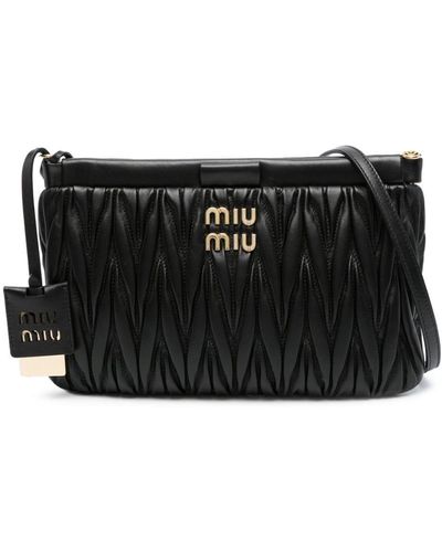 Miu Miu Matelassé Leather Shoulder Bag - Black