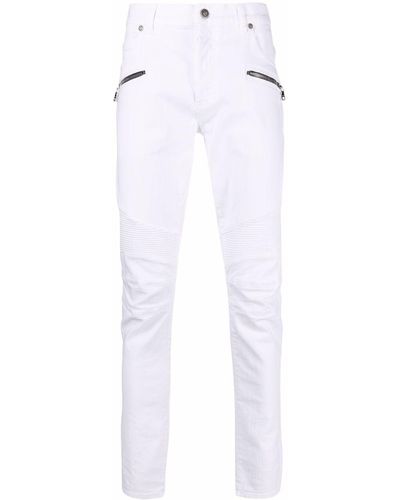 Balmain Jeans skinny bianchi a coste - Bianco