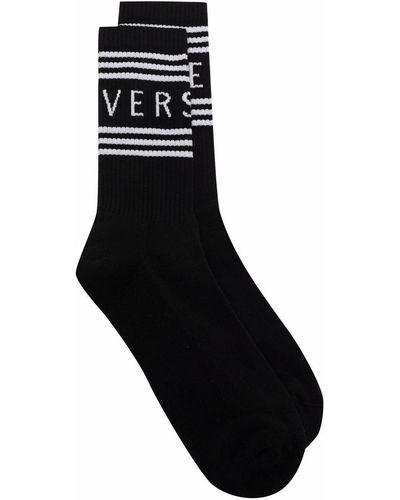 Versace Logo-print Ankle Socks - Black