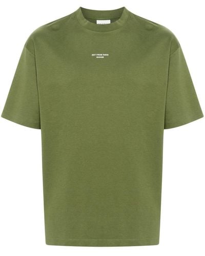 Drole de Monsieur Slogan-print Cotton T-shirt - Green