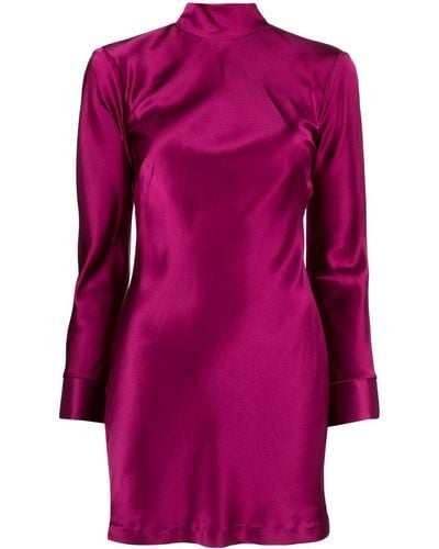 Michelle Mason Open-back Long-sleeves Mini Dress - Purple
