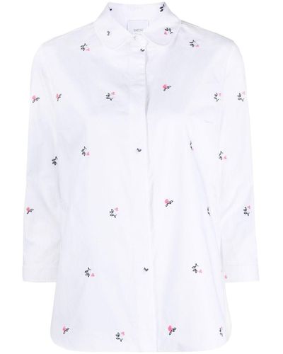Patou Hemd mit Blumenstickerei - Weiß