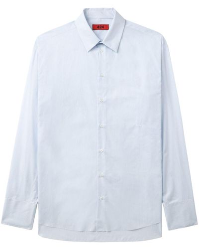 424 Classic Collar Pinstriped Cotton Shirt - White