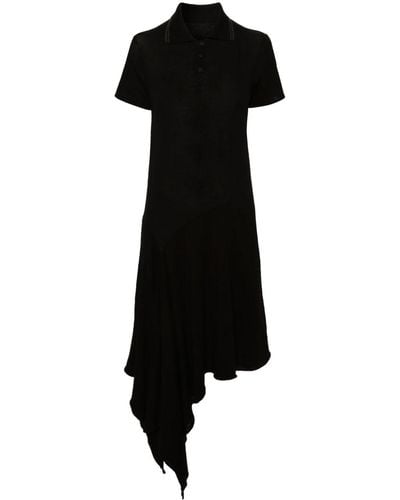 Yohji Yamamoto Robe-polo à coupe asymétrique - Noir