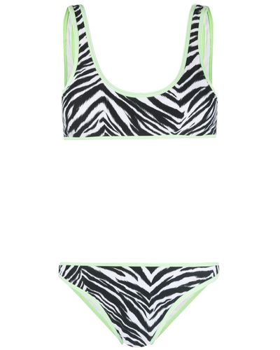 Reina Olga Coolio Zebra-print Bikini Set - White