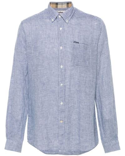 Barbour Linen Checked Shirt - Blue