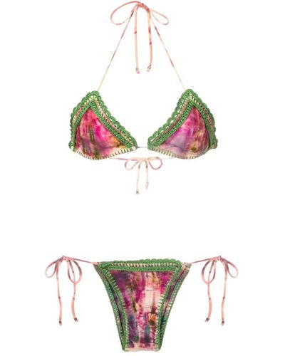 Amir Slama Crochet-detail Tie-dye Triangle Bikini - Multicolour