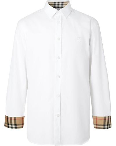 Burberry Camisa con motivo de monograma slim - Blanco