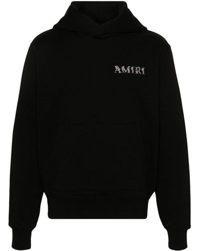 Amiri Logo-embroidered Cotton Hoodie - Black