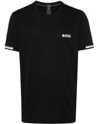 BOSS ストライプディテール Tシャツ - ブラック